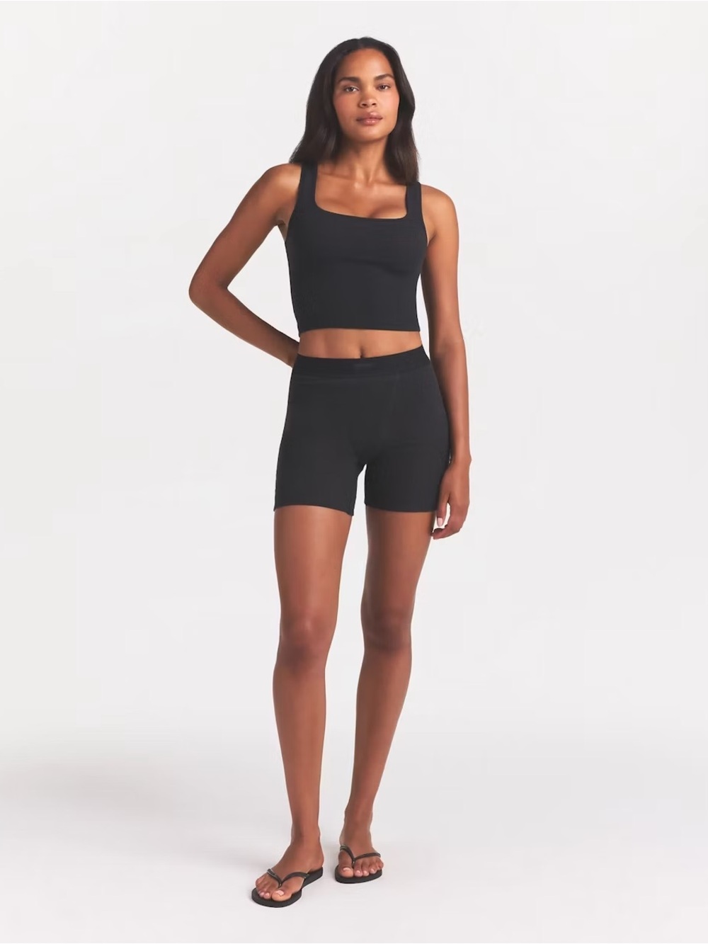 SKIMS Black Ribbed Bike Shorts